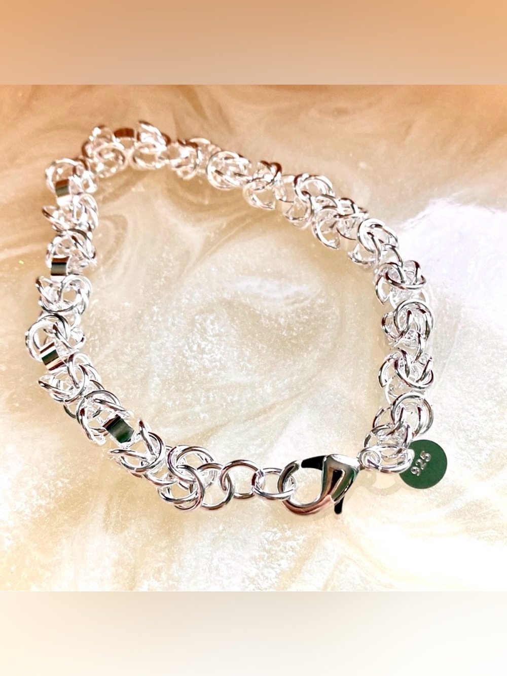 Silver Intricate Byzantine Chain Bracelet - Silver